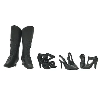 /Mix Tarzı Siyah Bebek Ayakkabıları Moda Set NK 4 çift Barbie Bebek Yüksek Kaliteli Bebek Oyuncak Sevimli Topuklu Sandalet Çizme