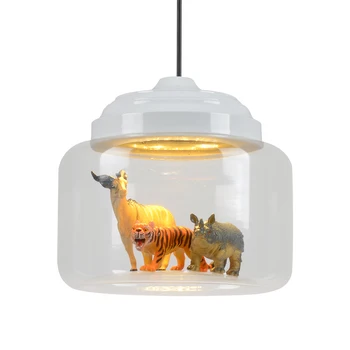 Yeni Klasik modern İskandinav cam küçük PVC Yenilik hayvanlarla tavan ışıkları yatak odası çocuk odası için asma lamba led