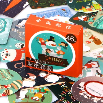 46Pcs/Pack Noel Kardan adam DİY Dekoratif Süt Etiket Kırtasiye Ofis Okul Yapışkan E2069 Ambalaj Çıkartmalar Hediye Etiketi