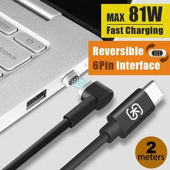 SİKAİ Manyetik Macbook Pro Laptop Cep Telefonu için USB Kablosu subwoofer'lar PD Hızlı Şarj-C Tipi-C Şarj Kablosu 2M Mag Kablo düzeltilebilir