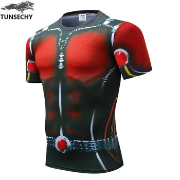 MEW TUNSECHY Sıkıştırma Gömlek Süpermen Kaptan Amerika Punisher Demir adam 3D Baskı T-Shirt süper Kahraman Crossfit Erkek Tarzı T Shirt