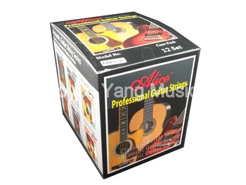 12 Ayarlar Alice AW432P Akustik Gitar Teli Altıgen Çekirdek Kaplı Bakır Renkli Top Son Dizeleri Kağıt Kutu Toptan