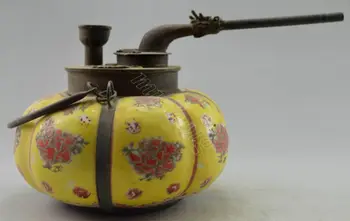 Koleksiyonluk Eski ayrıntılı Çin Eski tarz el işçiliği Porselen Kabak Çiçeği lüle Dekore edilmiş