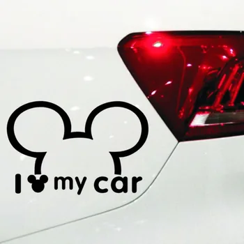 Arabamı SEVİYORUM yansıtıcı araba komik sticker kişiselleştirilmiş Mickey Mouse araba çıkartma etiket seviyorum