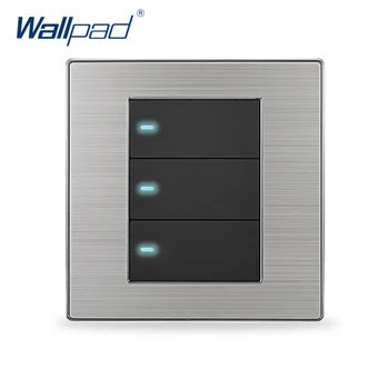 Duvar Işık Wallpad Lüks Basma Düğmesi Anahtarları Anahtarı 2018 Sıcak Satış 3 Çete 1 Yönlü Gösterge İnterrupteur 10A AC 110~250V LED