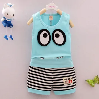 Yeni Yaz Çocuk Giyim Pamuk Karikatür Bebek Çocuk Kız Yelek+ Şerit 2 adet Çocuk Giyim Seti Spor Elbise Şort Set