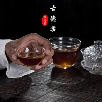 Kalınlaşmış şeffaf cam çay ev zarif bardak kristal kase Kung Fu çay seti