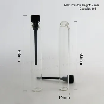 500 x 3 ML Mini Küçük Cam Parfüm Numune Şişeleri Parfüm Şişesi 3cc Boş Laboratuvar Sıvı Koku Tüp Deneme Şişesi