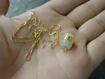 999 Altın Doğal Hetian Jade Kolye Şanslı Tüp Boncuk İşlemeli kadın Wholesalefor