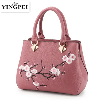 YİNGPEİ Çiçek çanta Retro Deri lüks kadın çantaları tasarımcı markası bayanlar el çantası çanta de ana femme Sac İşlemeli