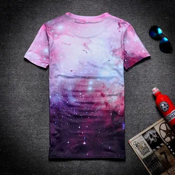 Starry night sky güzel t shirt yaz 1002 ile 2018 yeni moda yeni stil galaxy uzay T-shirt 3D tam baskı#