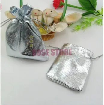 Hotsale 1000pcs/lot Küçük Gümüş Saten Hediye Çanta 7x9cm Düğün Dekorasyon Takı Hediye Ambalaj Çanta Poşet İpli Kaplama