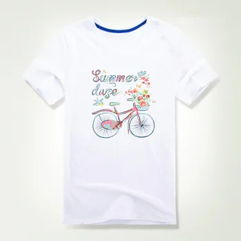 1 adet diy Pyrography sevimli kuş çiçek bisiklet bisiklet Isı Transferi Çiçek Demir Giyim İçin Yamalar T-Shirt Deco DİY