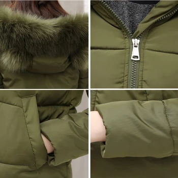 Pamuk 2018 yeni moda Büyük Kürk Yaka Sıcak Kapüşonlu Sonbahar Kış Ceket Kadınlar Bayan kısa ceket casaco feminino yastıklı