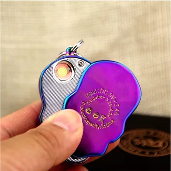 Kafatası Puro Tütün USB Oyma yenilik Elektronik Çakmak Metal Çakmak Anahtarlık Kolye Asılı Dekorasyon