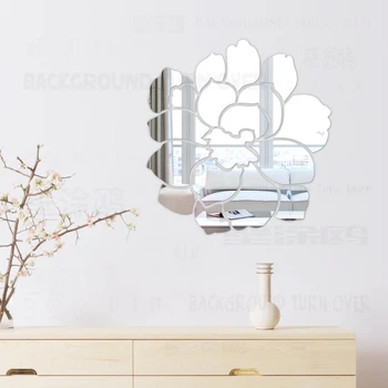Zarif Lotus 3D Dekoratif Ayna Duvar Sticker Çiçek Oturma Odası, Yatak Odası Dekorasyonu Kapı Döşeme Buzdolabı Sticker Dekorasyon R046