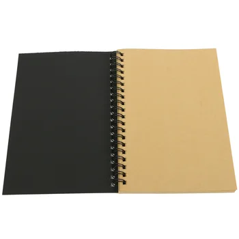Retro Kraft Bobin Çizim Boş Notebook Notebook Yaratıcı Okul Kırtasiye malzemeleri(Kraft kağıdı ve Siyah)eskiz defterleri