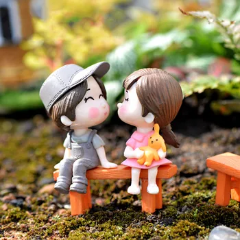 İNKANEAR Mini Tabure Çiftler Bebek Peri Bahçe Minyatür Dekor Dollhouse/Teraryum oyuncaklar DİY Mikro Manzara Heykelcik