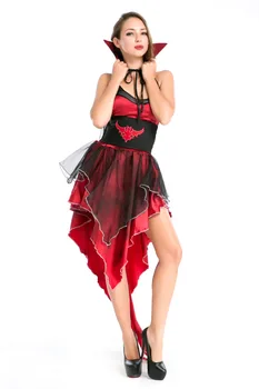 Cadılar Bayramı Kostümleri Vampir Şarap Kırmızı Vampir Cadılar Bayramı Kostüm Deguisement Kadınlar için Süslü Elbise Kostüm