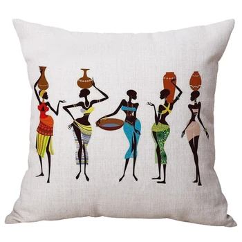 Pratik Butik Ev Dekorasyon, Güzel Afrikalı Kadınlar#6 Tarzı yatak Örtüsü Araba Yastık Kanepe Yastık kadın Karikatür