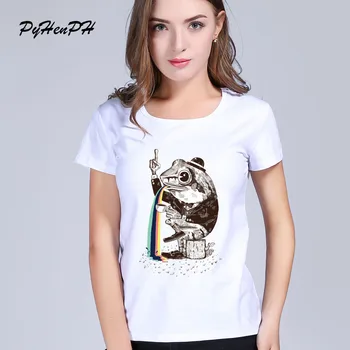 Yabancı kurbağa Tasarım Kadın T-shirt Kısa Kollu Casual Bayan Lilm T-shirt Özel Yenilik Tees Marka giyim Karikatür