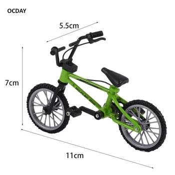 Sıcak ! OCDAY Simülasyon Alaşım Parmak bmx Bisiklet Çocuklar Mini Fren Halatı Hediye İle Yeşil klavye bisiklet Oyuncak Boyutu
