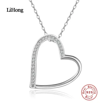 Lüks Marka 925 ayar Gümüş Kolye Kalp AAA Zirkon Takı Hediye Kadınlar için Sevgilisi İçin Aşk Kolye
