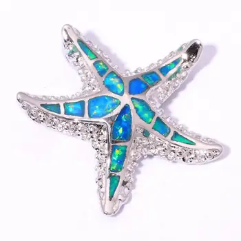 CiNily CiNily Oluşturulan Mavi Ateş Opal Gümüş OD6248 1 Kadın Takı Kolye için Kolye Toptan Sevimli Sevimli Yıldız Kaplama