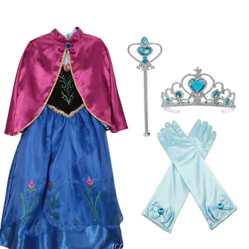 Çok Renkli Yeni Varış Kızlar Kızlar Elbise Çocuk Prenses Düğün Parti İçin Prenses Anna Elsa Elbise Cosplay Kostüm Elbise