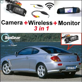 3'ü 1 Özel Arka görüş Kamerası Hyundai Tiburon Tuscani Coupe S3 İçin Kablosuz Alıcı + Ayna Monitör Geri Park Sistemi +