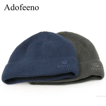 Erkekler için Adofeeno Yeni Erkek Kış Şapka Skullies Kasketleri Şapkalar Moda Kış Beanie Yün Kapaklar Kaliteli Örme