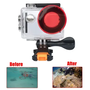 H9 kamera Aksesuarları İçin h9 h9r h8r v8s h3r w9s w9 Kamera su Geçirmez çanta Kırmızı Filtre Lens Kapağı için kırmızı Dalış Filtresi