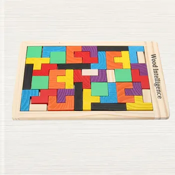 Çocuklar Ahşap Bulmaca Oyuncak Renkli Tangram Beyin Jigsaw Kurulu Çocuk Bebek Fikri Eğitim Tetris Rahat Oyuncaklar 8 M