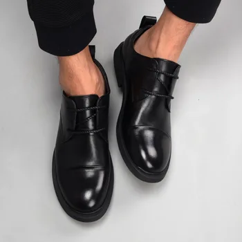Sonbahar kış erkek deri rahat ayakkabılar nefes alabilen moda ayakkabı erkek ayakkabıları düz İngiliz retro erkek ayakkabı