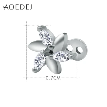 AOEDEJ Kristal Çiçek Mikro Dermal Piercing Titanyum Paslanmaz Çelik Gövde Takı Mücevherler Takı Tutucu Dermal Çapa