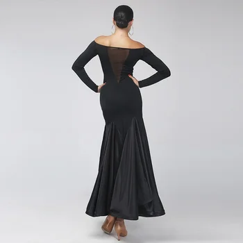 Seksi siyah Standart balo elbise balo salonu dans Yarışması standart balo vals flamenko elbise elbiseler tango elbiseleri