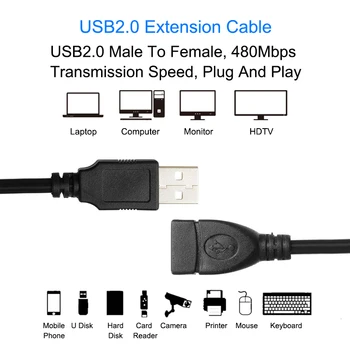 Yazıcı İçin Dişi Uzatma Kablosu Konnektör Adaptörü, Veri Kablosu, Yüksek Hızlı USB 2.0 Erkek Kamera Fare USB Flash Sürücü Klavye