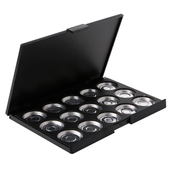 Palet DİY Tava Siyah Case Aracı İle 15PCS 26 mm Boş Kozmetik Makyaj göz Farı Kapatıcı Alüminyum Alüminyum Tava