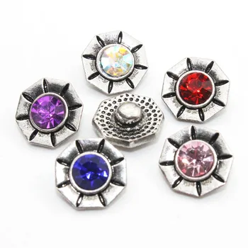 Kadın Bilezik Metal Bilezik Snap için 5 Renk 10 adet/lot Kristal Taslar 12mm Metal Çıtçıtlı düğme Küpe