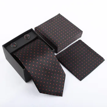 Çizgili kravat Erkekler için Çiçek Kravat kravat kol düğmeleri hediye kutusu Düğün cep mendilleri Ekose 31 tasarımlar Nokta Mendil set