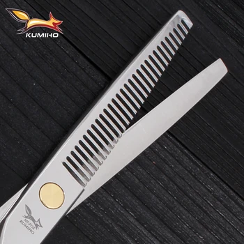 Salon kullanımı saç kesme için KUMİHO saç makas inceltme 6 inç 9cr13 paslanmaz çelik yüksek kaliteli saç makas kuaförlük