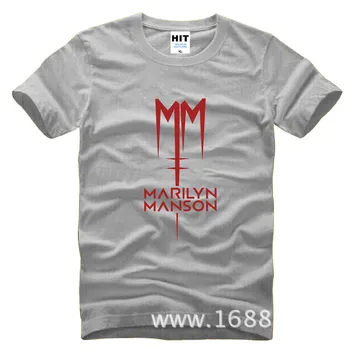 Klasik Marilyn Manson Rock T Shirt Mens 2016 Erkekler Kısa Kollu Pamuk Rahat T-shirt Tee Camisetas Hombre Tshirt