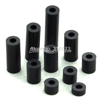 7 mm (50 adet/lot ) 12mm Siyah Naylon Yuvarlak Spacer, OD, 3.2 mm ID, M3 Vidalar, Plastik için.