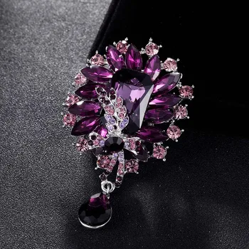 Lüks Marka Mor kadınlar Düğün için pin Broş Gelin Takı Mükemmel Cascais Kristal Eşarp iğne Broches Bijoux Taklidi
