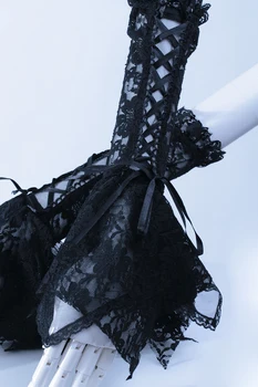 2017 Moda Gotik Punk Klasik Kadın Şık Uzun Dantel Eldiven Dantel Eldiven Dışarı Kadar Siyah Ve Beyaz Boş Steampunk-