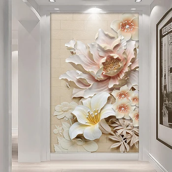 Özel Fotoğraf Duvar Kağıdı Modern 3D Stereo Kabartma Çiçek Oturma Odası, Giriş Koridor Zemin Ev Dekorasyon Duvar Duvar Kağıdı