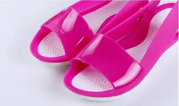 Kadınlar ST236 Renkli Kadın Ayakkabı Peep Toe Stappy Beach Gökkuşağı Timsah Jöle Ayakkabı Kadın ayakkabı Yaz Sandalet
