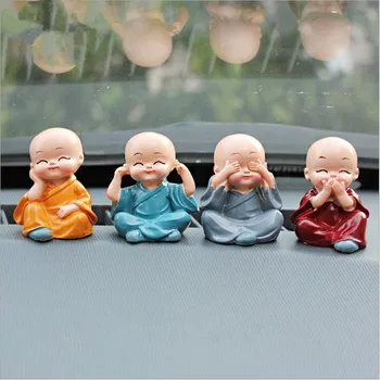 4 adet/kung fu Küçük Keşiş Araba Bebek Dekorasyon Biblolar ,Ev Dekor Shaolin Monks Oyuncak Araba Aksesuarları Süsleme seti