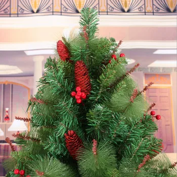 Noel Noel, Yeni Yıl 1,8 m / 180cm kırmızı meyveler karışık çam iğne çam ağacı süsü kozalakları Yılbaşı hediyeleri