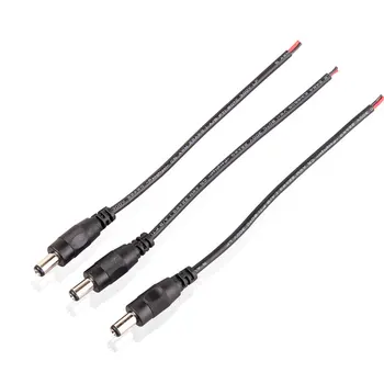 LED Şeritler için 5.5 mm Erkek DC Soket Hattı Aksesuarları Erkek Kablo Konnektör 13 cm Uzunluğunda Erkek Fiş DC Güç kablosu - Siyah& Kırmızı
